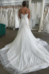 Gorgeous Satin Mermaid Sweetheart Wedding Dresses With Court Train